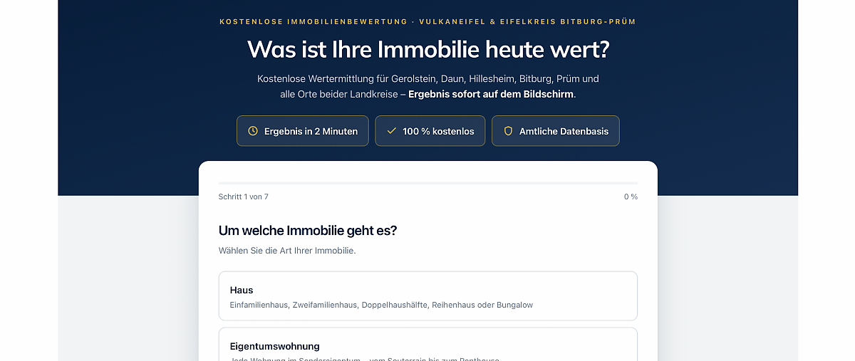 Foto Kostenlose Immobilienbewertung f�r die Vulkaneifel & Bitburg-Pr�m - Ergebnis in 2 MInuten