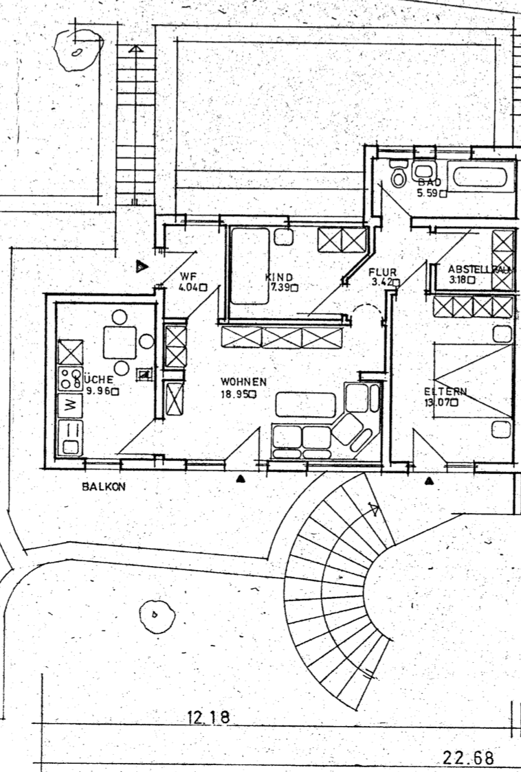 Grundriss - Auszug Terrassenwohnung Sinspelt
