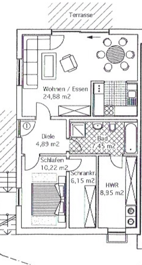 Grundriss Am Wichberg 9a UG Terrassenwohnung Hillesheim